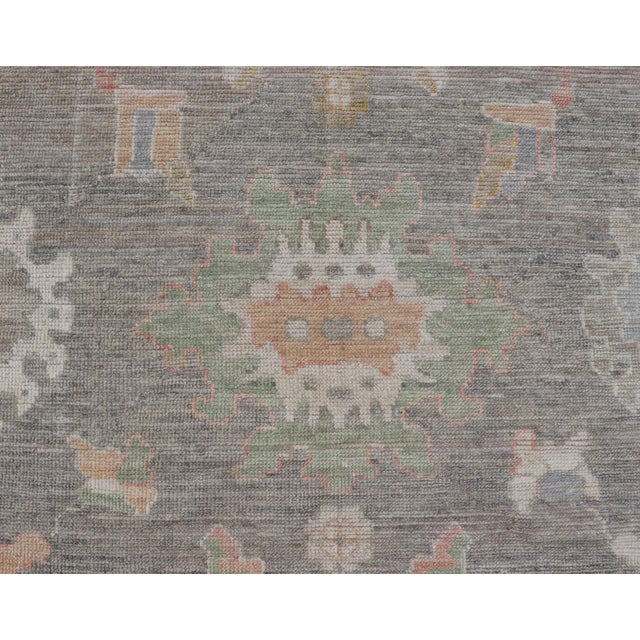 Early 21st Century Modern Oushak Rug by Keivan Woven Arts in Brown, Cream and Soft Green 3'1 X 5'2 For Sale - Image 5 of 10