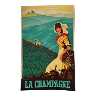 1930s Vintage Poster La Champagne For Sale