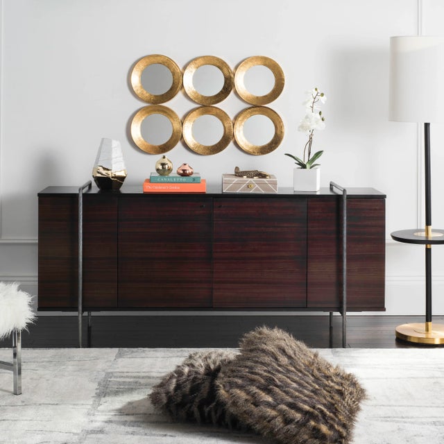 Brown Wood Sideboard, Brown & Black For Sale - Image 8 of 9