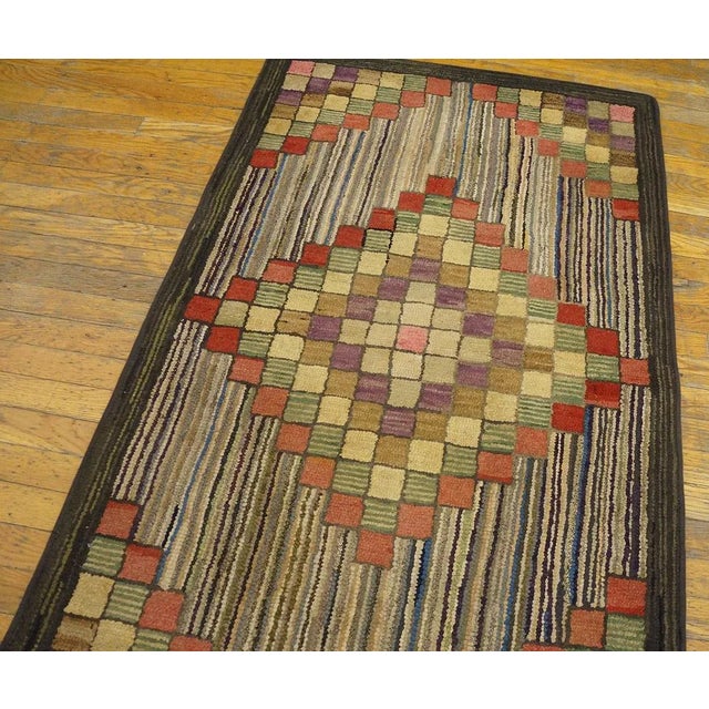 1920s Magnificent Multicolored With Tridimensional Symmetric Design Antique American Hooked Rug For Sale - Image 5 of 11