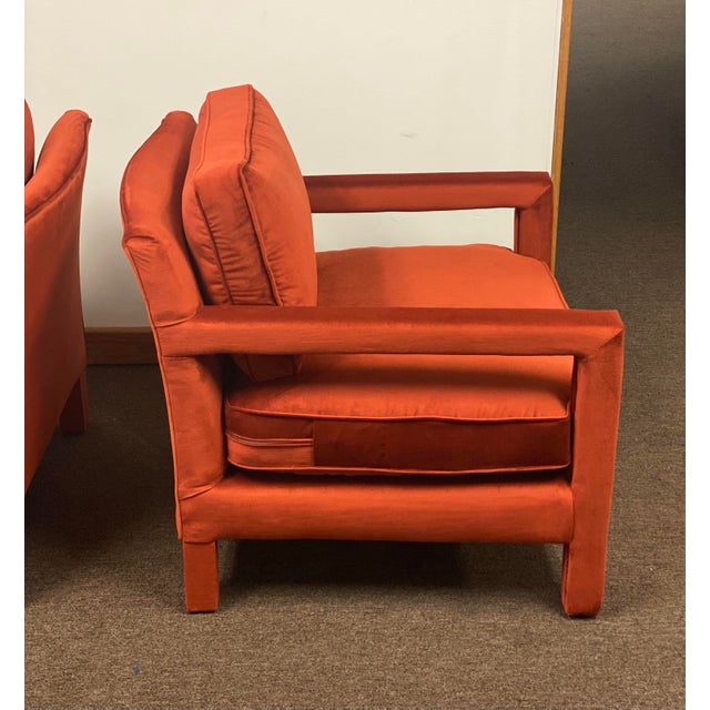 1970s Milo Baughman Red Parsons Armchairs – a Pair For Sale - Image 9 of 12