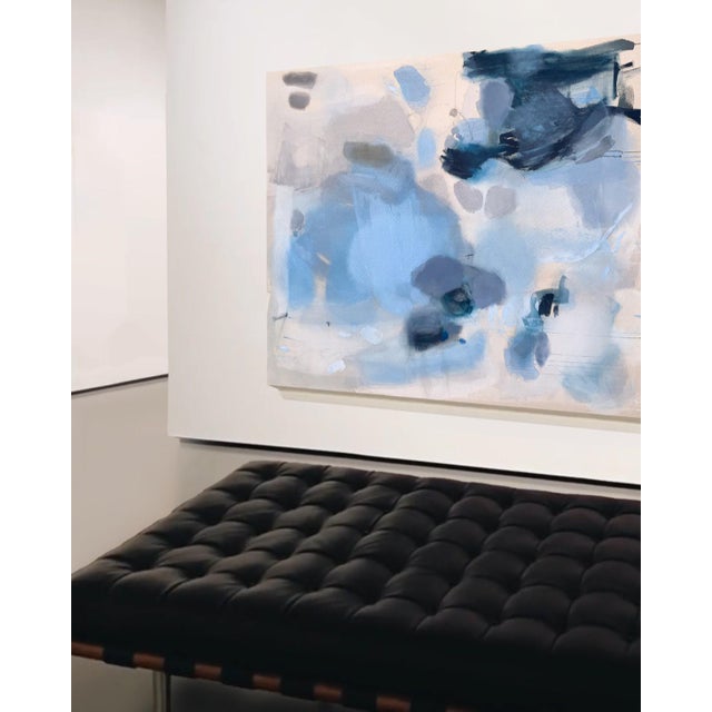 Contemporary "Echoes Along the Waterline" Large Contemporary Blue Abstract Painting in Cerulean, Slate and Navy by Stacey Warnix For Sale - Image 3 of 10
