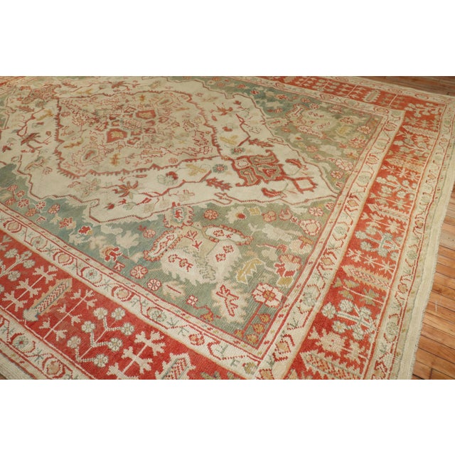 Textile Zabihi Collection Ivory Antique Turkish Oushak Rug - 10'3" x 13' For Sale - Image 7 of 12