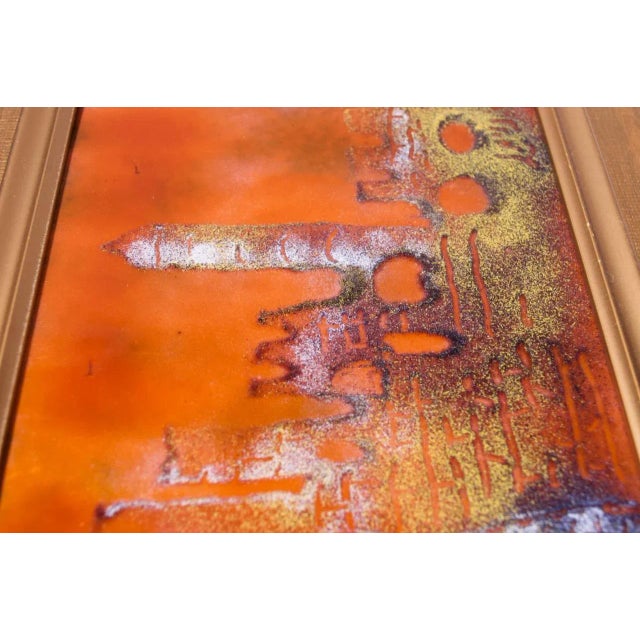 1960s Mid-Century Israeli Enamel on Copper Cityscape For Sale - Image 5 of 12