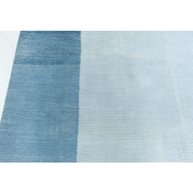 Mid-Century Modern Doris Leslie Blau Vintage Indian Dhurrie Blue Rug For Sale - Image 3 of 10