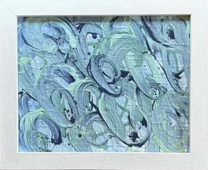 Erin Simon Original “Marbling” “Blues/Greens” Abstract Painting on Canvas