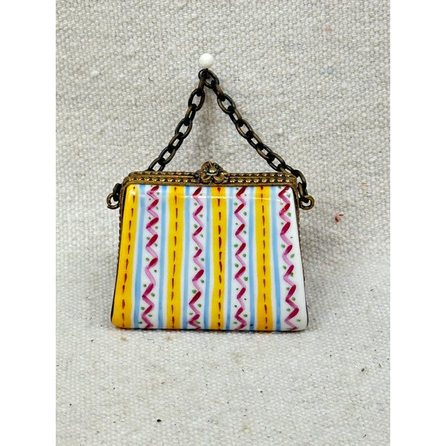 Ceramic Vintage Limoges Purse Box For Sale - Image 7 of 11