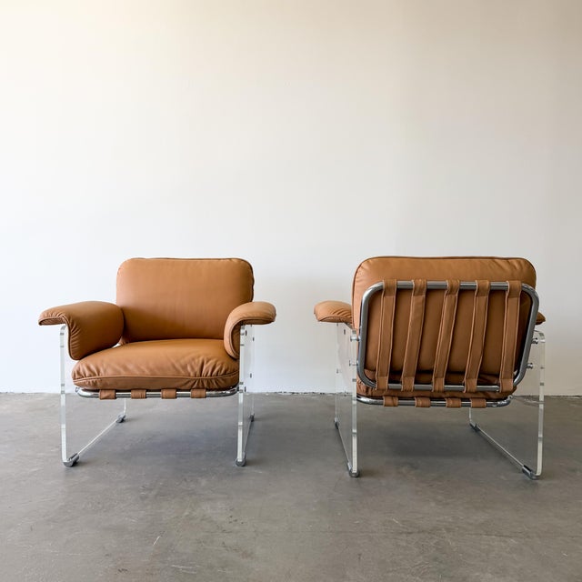 Vintage 1970s Pace Collection Argenta Lounge Chairs | Mid-Century Modern Chrome & Lucite Chairs Unsigned For Sale - Image 12 of 14