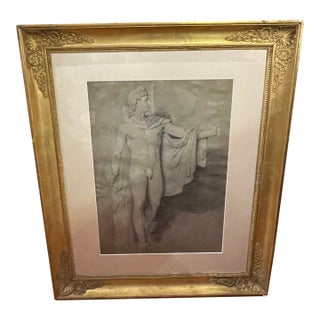 Large 19th C. Academy Drawing Presented in a Period Empire Frame For Sale