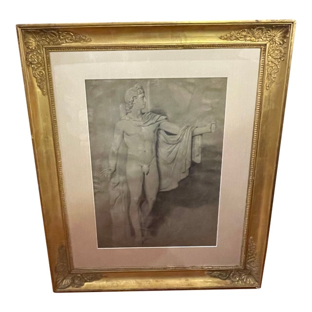 Large 19th C. Academy Drawing Presented in a Period Empire Frame For Sale