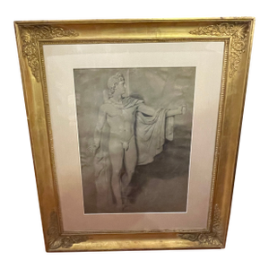 Large 19th C. Academy Drawing Presented in a Period Empire Frame
