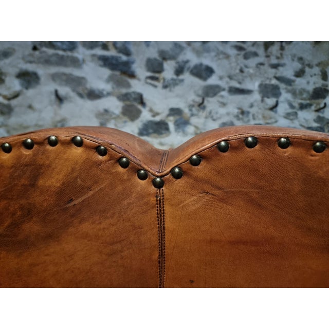 Vintage Leather Moustache Sofa, France, 1940s-1950s For Sale - Image 11 of 17