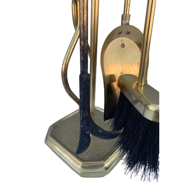 Mid 20th Century Brass Fireplace Tool Set- 4 Pieces For Sale In San Francisco - Image 6 of 9
