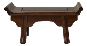 8" Chinese Light Brown Altar Point Edge Shape Accent Wood Display Stand