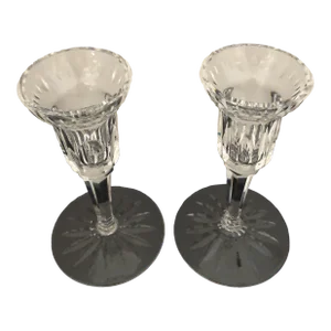 1990s Waterford Crystal Lismore Candlesticks - a Pair