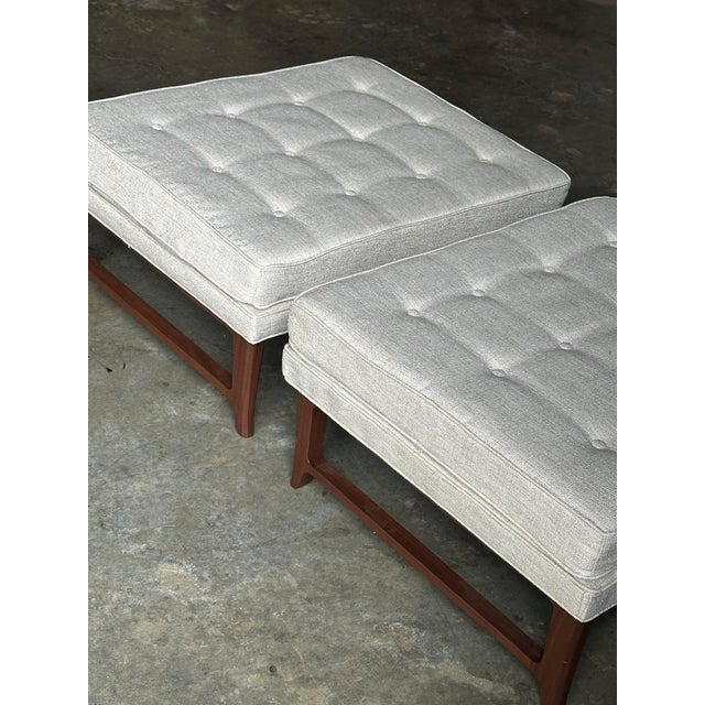 Baker Furniture Company 1950s Edward Wormley for Dunbar Oversized Ottomans, Unmarked - A Pair For Sale - Image 4 of 12