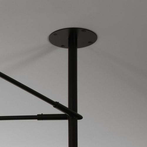 Black Suspension Lamp with Two Fixed and One Rotating Curved Arm by Serge Mouille For Sale - Image 6 of 10