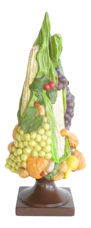 Vintage Ceramic Fruit and Vegetable Topiary on Pedestal