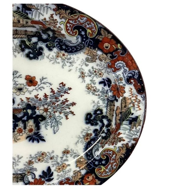 Rare 19th century English Ridgeways Imari pattern oval serving platter in excellent condition. The Bow and Quiver trade...