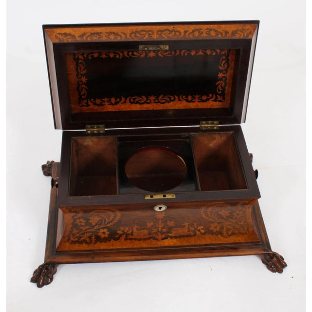 19th Century George IV Gonçalo Alves & Amboyna Marquetry Tea Caddy, 1825 For Sale - Image 14 of 18