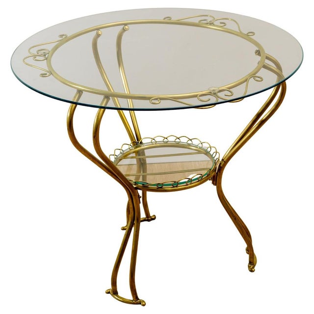 Metal Round Brass Coffee Table, 1950s For Sale - Image 7 of 7