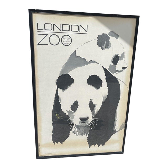 1968 London Zoo Chi-Chi An-An Panda by Roszlav Szaybo Framed Graphic Art Poster For Sale
