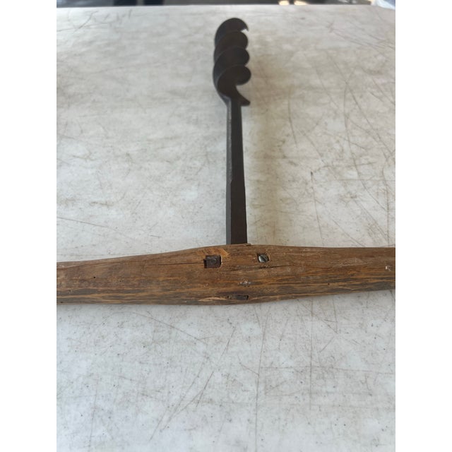 Farmhouse Antique Farmhouse Wood T Auger Drill, Barn Beam Drill For Sale - Image 3 of 4