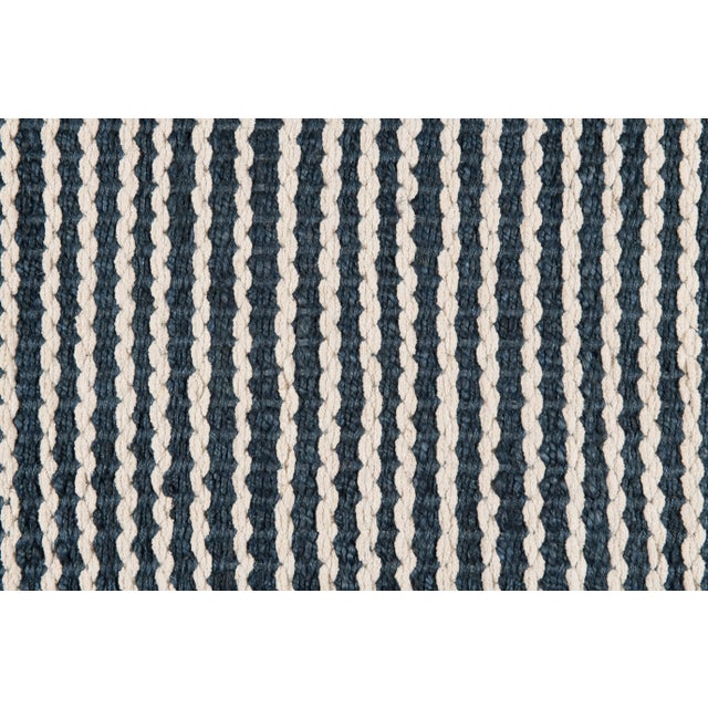 Transitional Part & Parcel Goods Textured Scallop Stripe Rug, 9'x12', Sapphire and Eggshell For Sale - Image 3 of 4