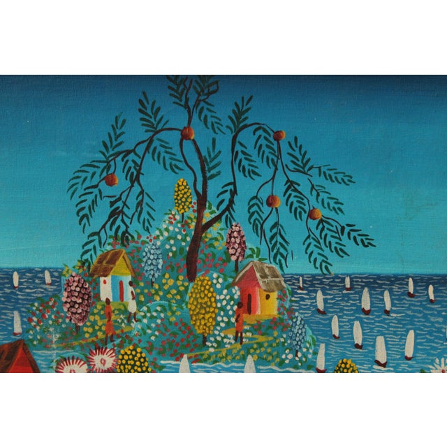 Harold St. Jean Haitian Seaside Village Oil Painting For Sale - Image 10 of 12