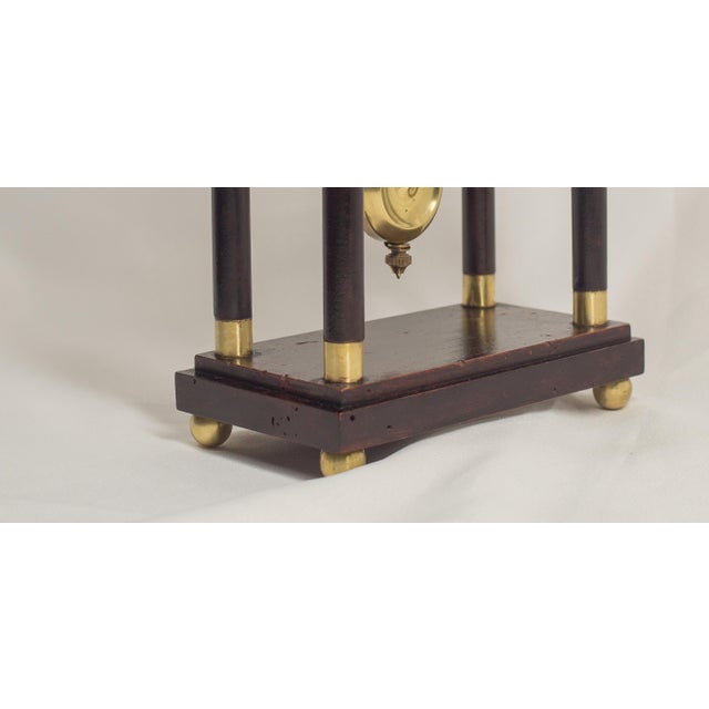 Art Deco 1920 Small German Mahogany Bronze Pendulum Clock For Sale - Image 3 of 9