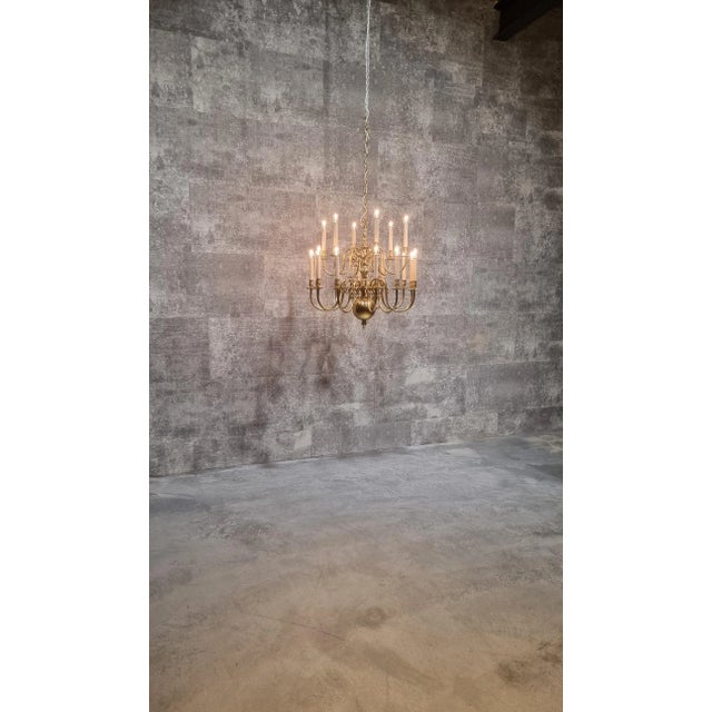 20th Century Dutch 2-Tiered Brass Chandelier For Sale - Image 4 of 12
