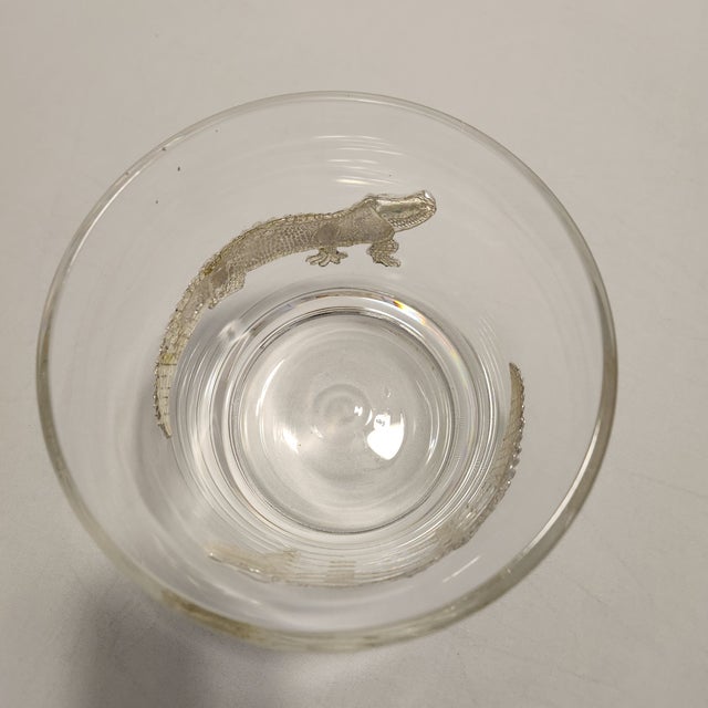 1990s Vintage Mid-Century Style Alligator Glass Champagne Ice Bucket For Sale - Image 5 of 11