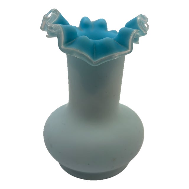 Late 19th Century Blue Art Glass Vase For Sale