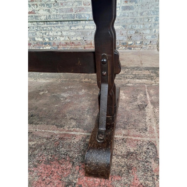 Monterey 1930s Spanish Revival Dining Trestle Table For Sale - Image 9 of 11