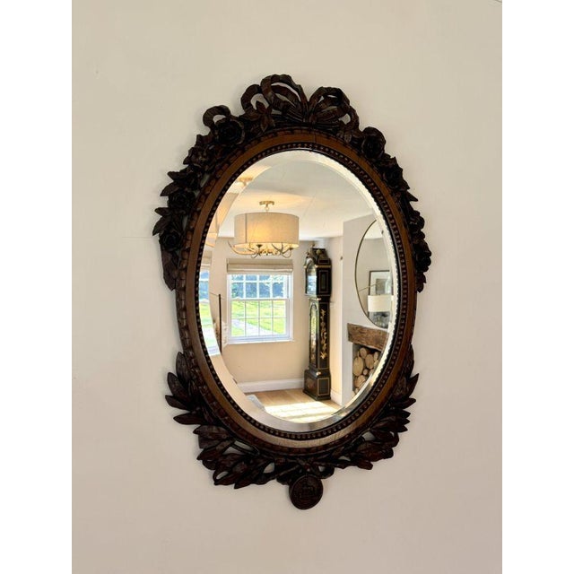 Antique Carved Oak Wall Mirror, 1860s For Sale - Image 3 of 9