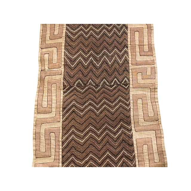 African Lg Kuba Kasai Appliqués Raffia Textile 45" by 19" For Sale - Image 3 of 7