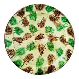Handmade European Earthenware Bowl With Sponge Wear Polychrome Glaze