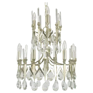 Italian Import Gaetano Sciolari Silver and Crystal Nine-Light Chandelier