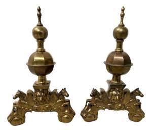 Brass Log Andirons, Set of 2