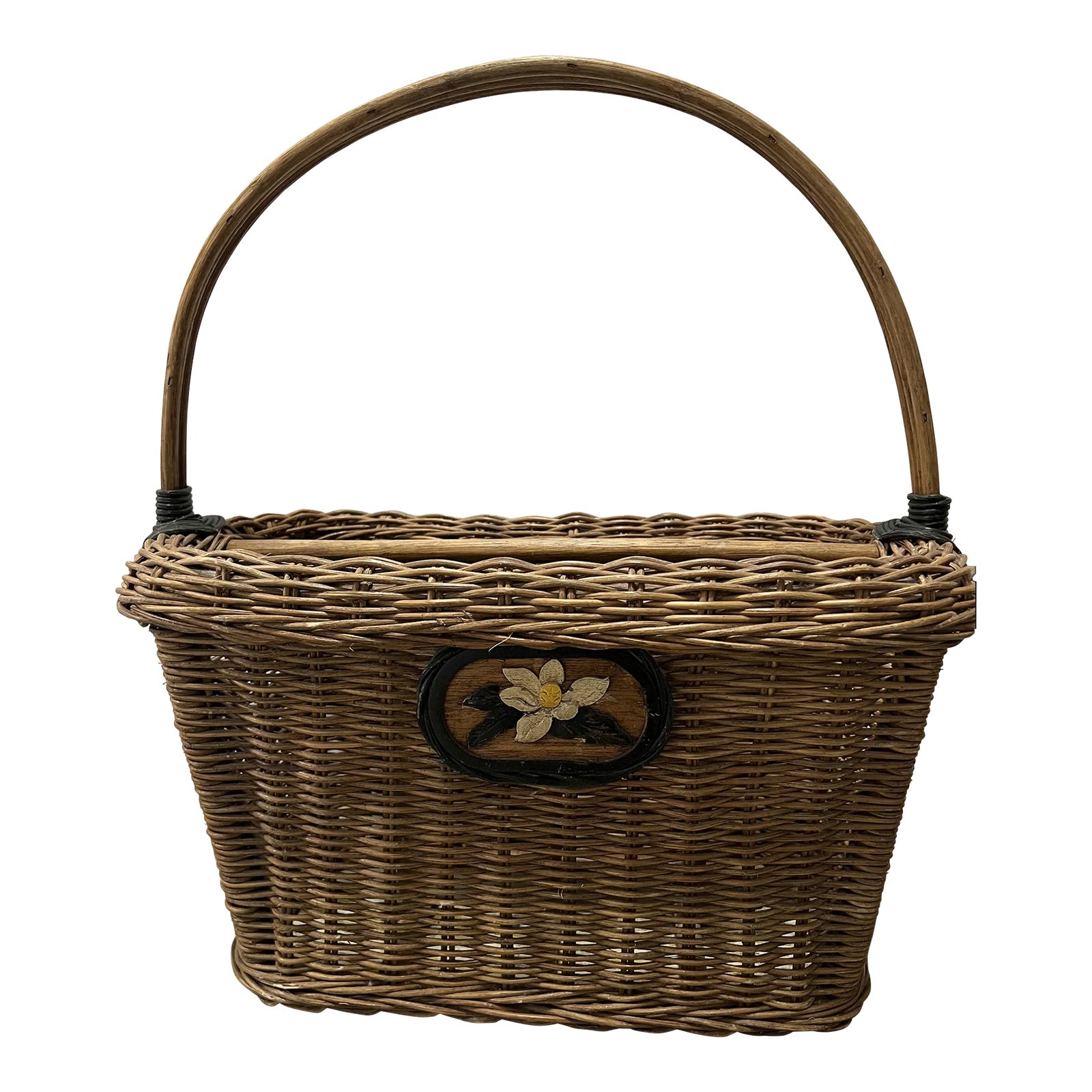 Vintage Wicker Magazine Basket Rack | Chairish