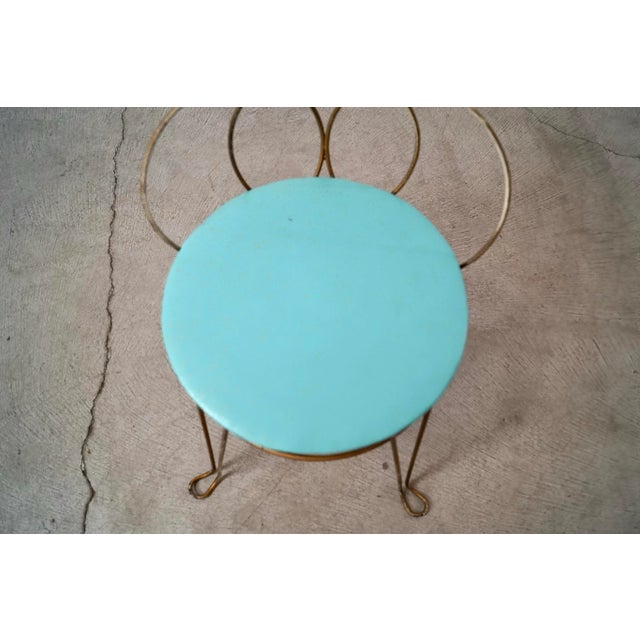 1950’s Mid-Century Modern Patinated Brass Vanity Stool For Sale - Image 9 of 12