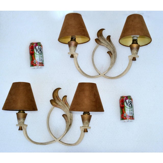 Riccardo Scarpa Wrought Iron Sconces & Shades, Wall Lights Art Deco Italy 1950 For Sale - Image 9 of 13