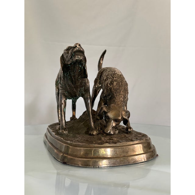 Mid 20th Century French Animalier Style Hunting Dogs Sculpture After Alfred Dubucand For Sale - Image 4 of 6