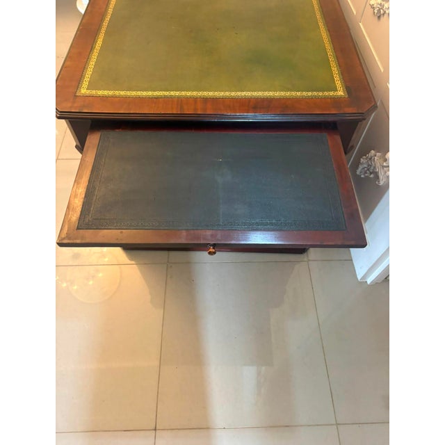 Antique Victorian Mahogany Freestanding Pedestal Kneehole Desk with Fitted Stationery Drawers and Writing Slides, 1850 For Sale - Image 10 of 18
