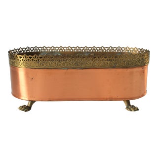 Vintage Oval Copper and Brass Planter or Jardiniere For Sale