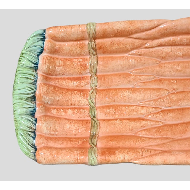 Mediterranean Vintage Large Ceramic Carrot Platter Marostica Italy For Sale - Image 3 of 7