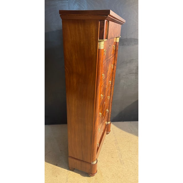 Tall French Empire Chest of Drawers, 1840 For Sale - Image 9 of 18