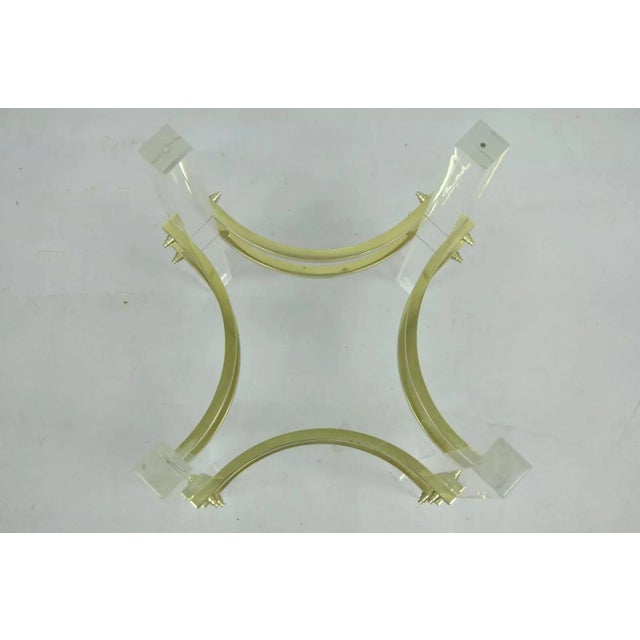 Mid 20th Century Mid 20th Century Mid Century Modern Charles Hollis Jones Style Lucite Brass Round Side Table For Sale - Image 5 of 10