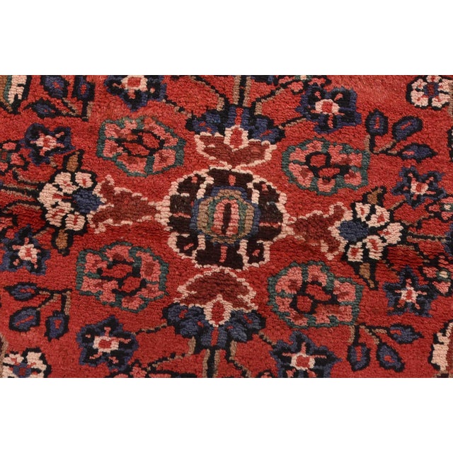 Textile Malayer Runner 3’5” X 9’3” Red Wool Semi-Antique Traditional Hand-Knotted Rug For Sale - Image 7 of 14