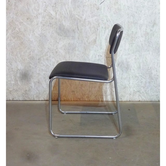 Vintage Model SE09 Dining Chairs with Tubular Frame by Walter Antonis for T Spectrum, 1970, Set of 4 For Sale - Image 4 of 9